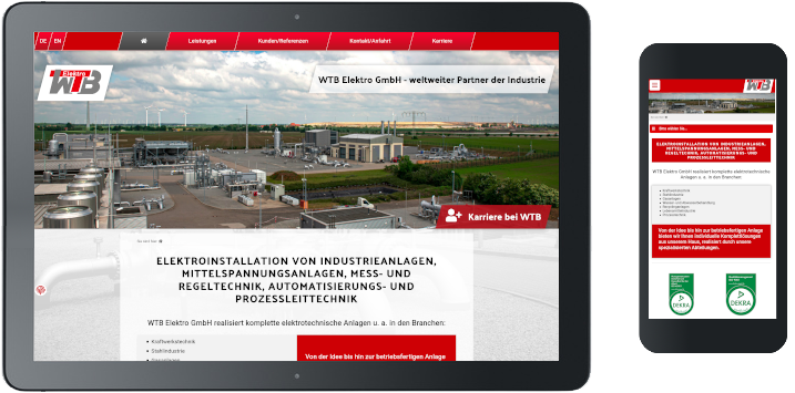 Homepage der WTB Elektro GmbH